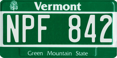 VT license plate NPF842