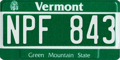 VT license plate NPF843
