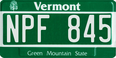 VT license plate NPF845