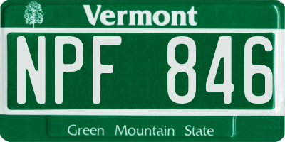 VT license plate NPF846