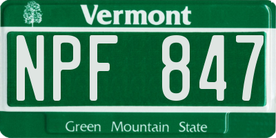 VT license plate NPF847