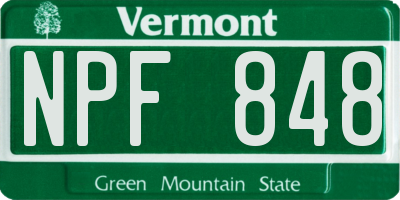 VT license plate NPF848