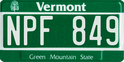 VT license plate NPF849