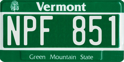 VT license plate NPF851