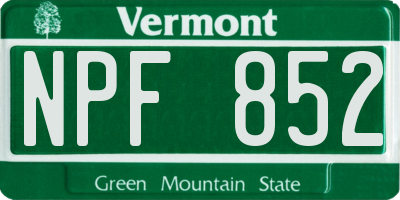 VT license plate NPF852