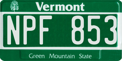 VT license plate NPF853