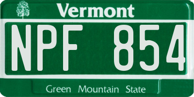 VT license plate NPF854