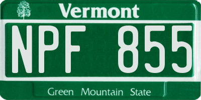 VT license plate NPF855