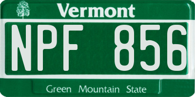 VT license plate NPF856