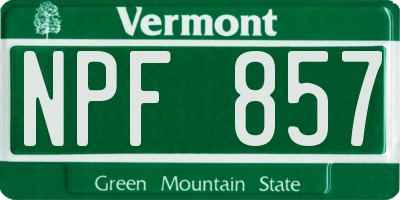 VT license plate NPF857