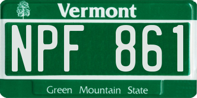 VT license plate NPF861