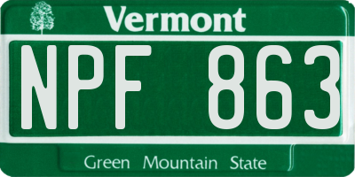 VT license plate NPF863