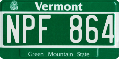 VT license plate NPF864