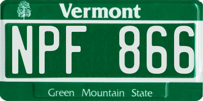 VT license plate NPF866
