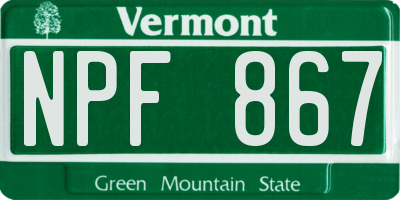 VT license plate NPF867