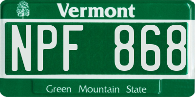 VT license plate NPF868
