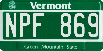 VT license plate NPF869