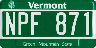 VT license plate NPF871