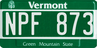 VT license plate NPF873