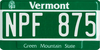 VT license plate NPF875