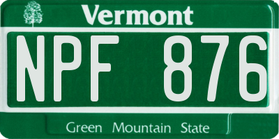 VT license plate NPF876