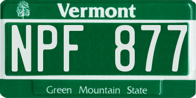 VT license plate NPF877