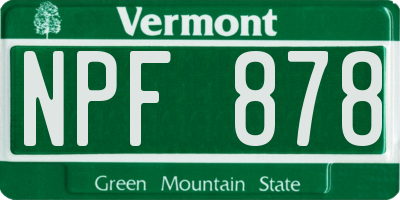 VT license plate NPF878