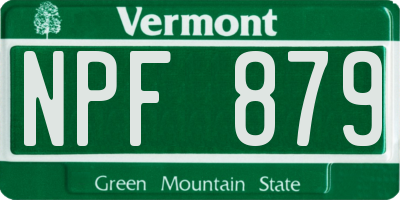 VT license plate NPF879