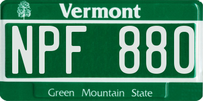 VT license plate NPF880