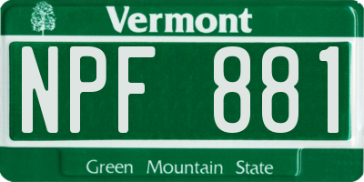 VT license plate NPF881