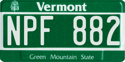 VT license plate NPF882