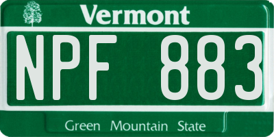VT license plate NPF883