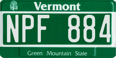 VT license plate NPF884