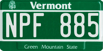 VT license plate NPF885