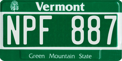VT license plate NPF887
