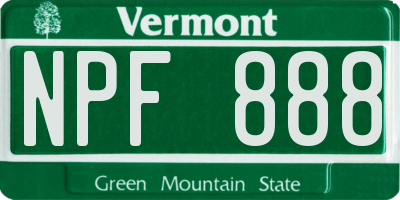 VT license plate NPF888