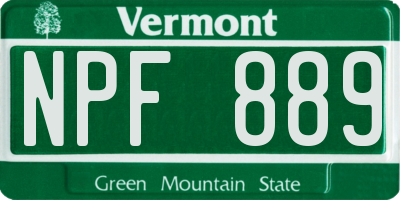 VT license plate NPF889