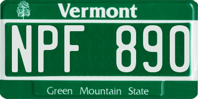 VT license plate NPF890