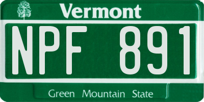 VT license plate NPF891