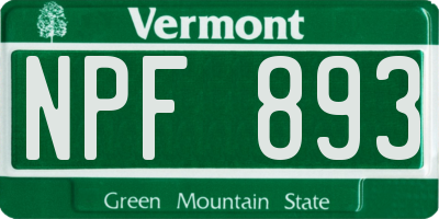 VT license plate NPF893