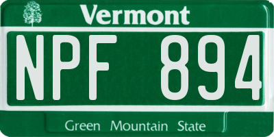 VT license plate NPF894
