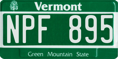 VT license plate NPF895