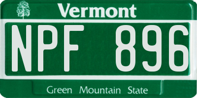 VT license plate NPF896