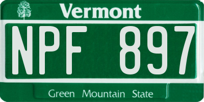VT license plate NPF897