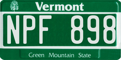 VT license plate NPF898