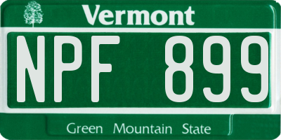 VT license plate NPF899