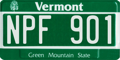 VT license plate NPF901
