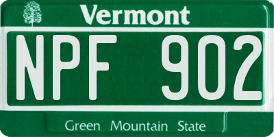 VT license plate NPF902