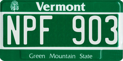 VT license plate NPF903