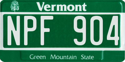 VT license plate NPF904
